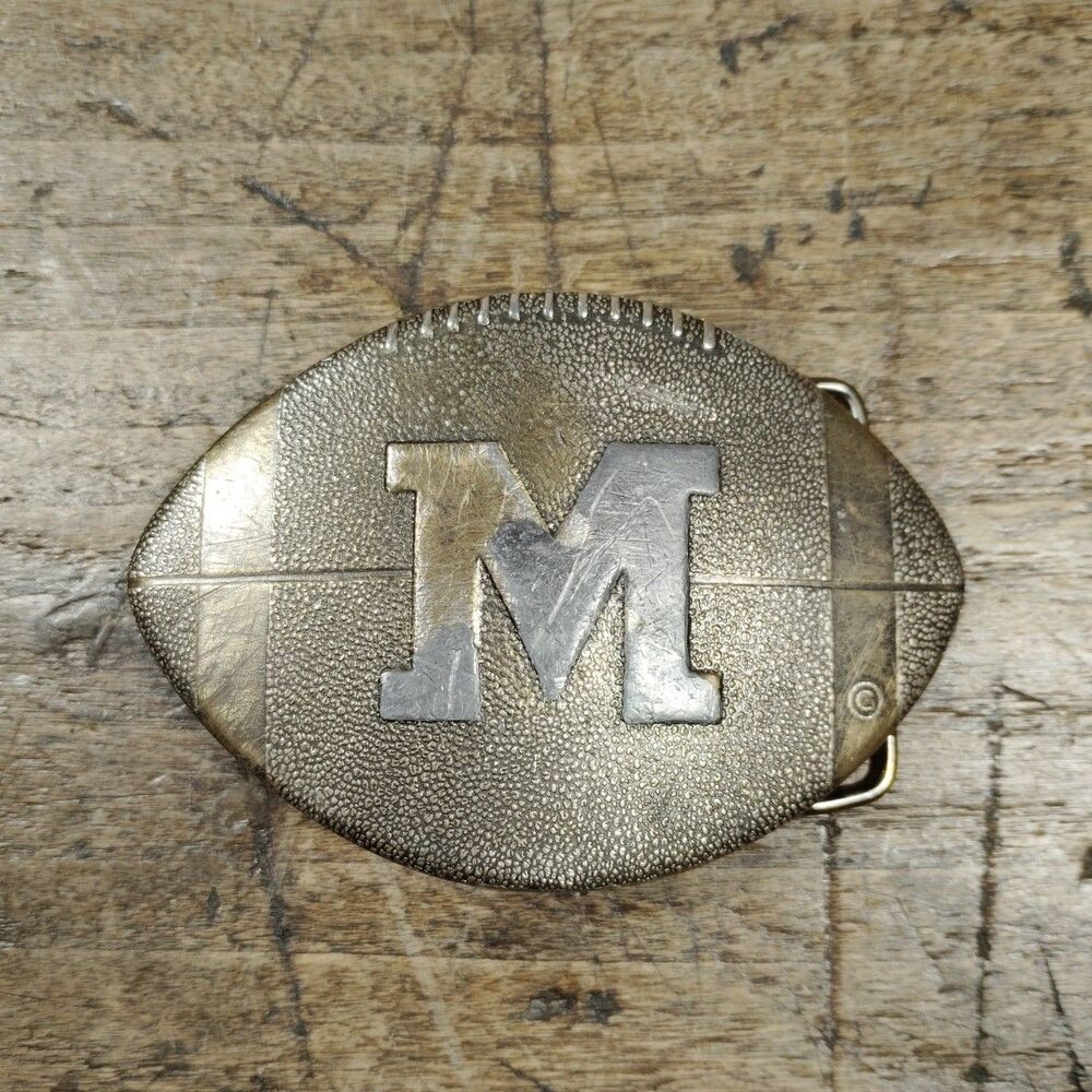 TamBeck Michigan Football Belt Buckle Wolverines University College 1976 Vintage